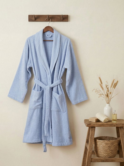 Mijolnir Bata de Baño 100% Algodón Azul Claro L/XL Mijolnir Bata de Baño 100% Algodón Azul Claro L/XL